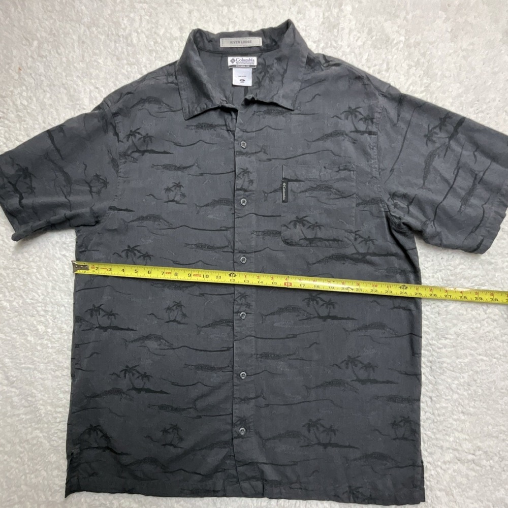 Columbia Men's River Lodge Gray Fish Print Short Sleeve Button-Up Shirt XL - Picture 4 of 7